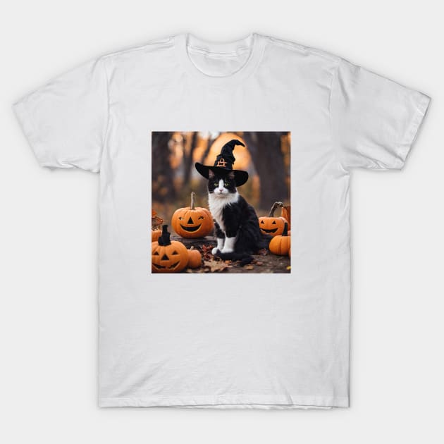 A Cute Cat with a Witches Hat T-Shirt by nancy.hajjar@yahoo.com